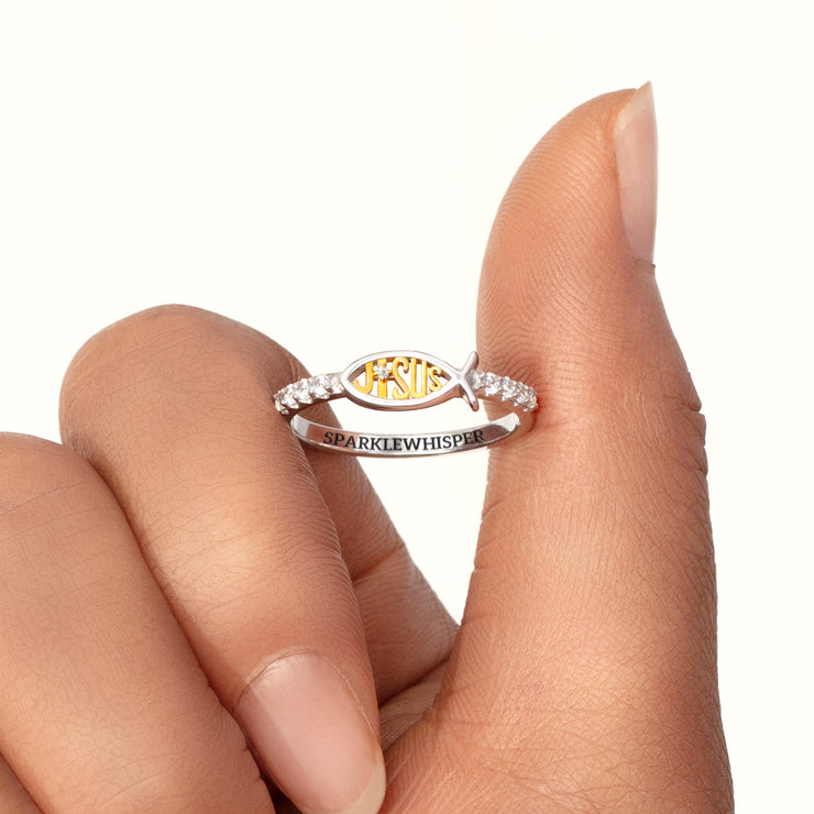 Pray Through It Ichthus Jesus Fish Ring