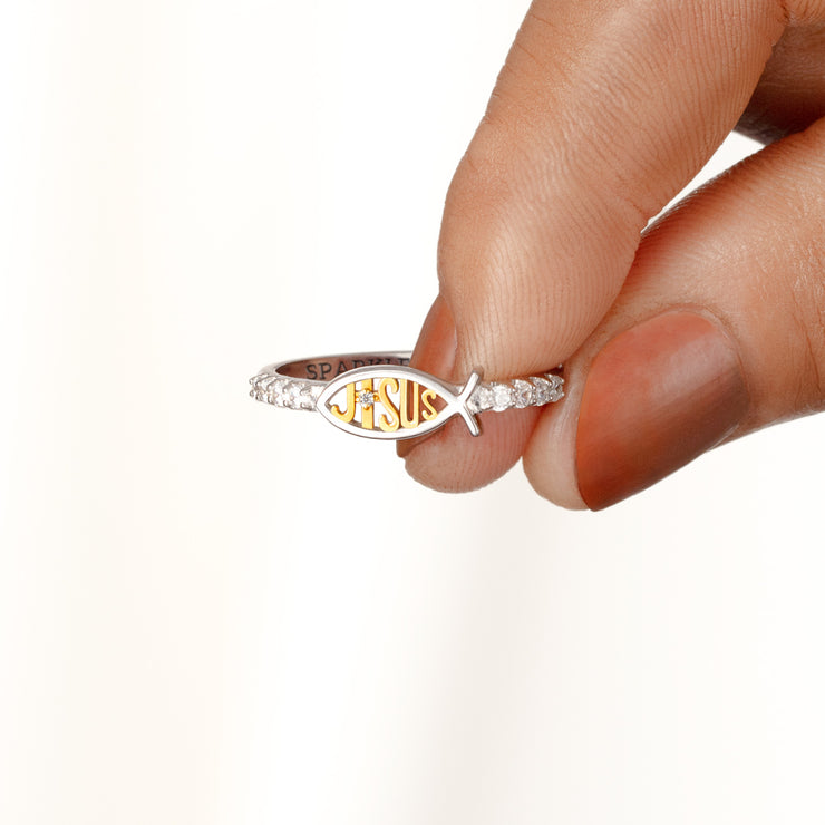 Pray Through It Ichthus Jesus Fish Ring