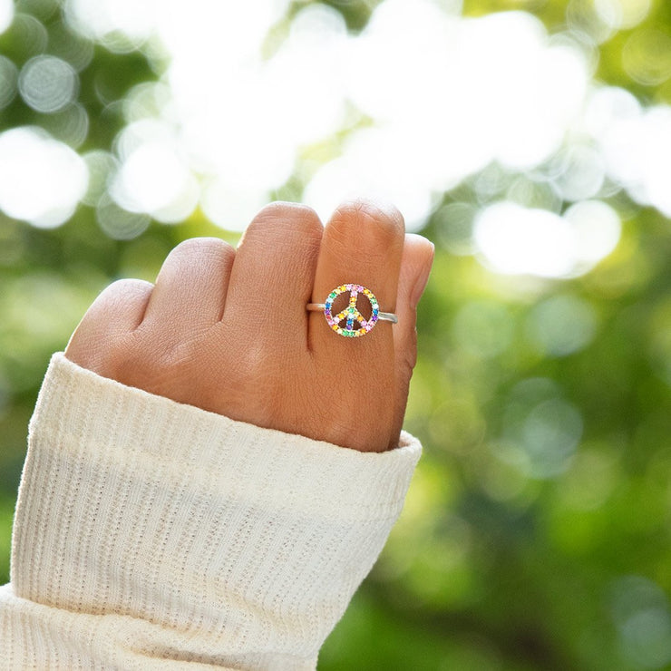 Old Hippies Rule Peace Sign Ring