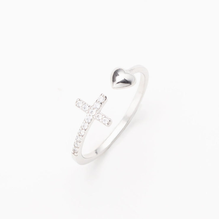 To My Daughter Pray Through It Cross & Heart Ring