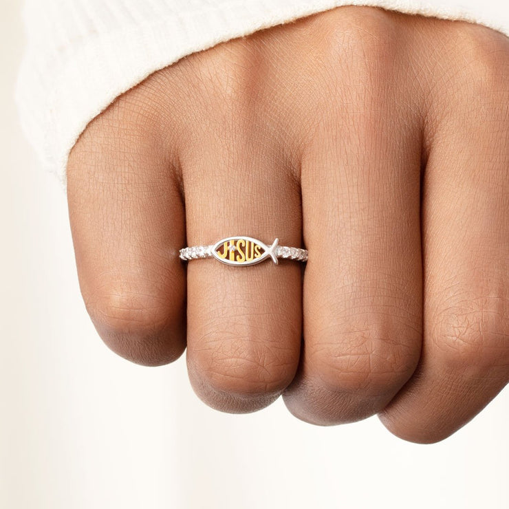Pray Through It Ichthus Jesus Fish Ring