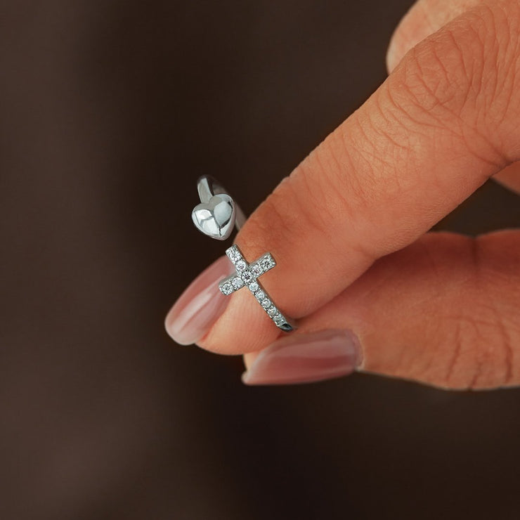 Pray Through It Cross & Heart Ring