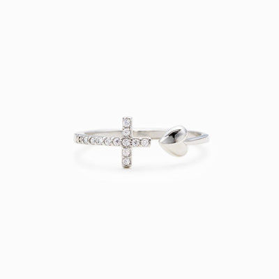 To My Daughter Pray Through It Cross & Heart Ring