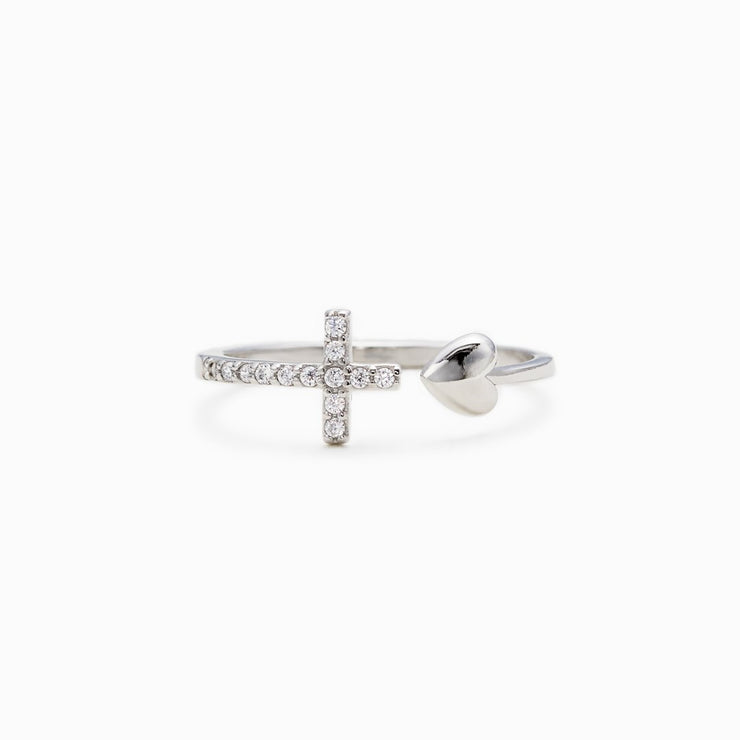 Pray Through It Cross & Heart Ring