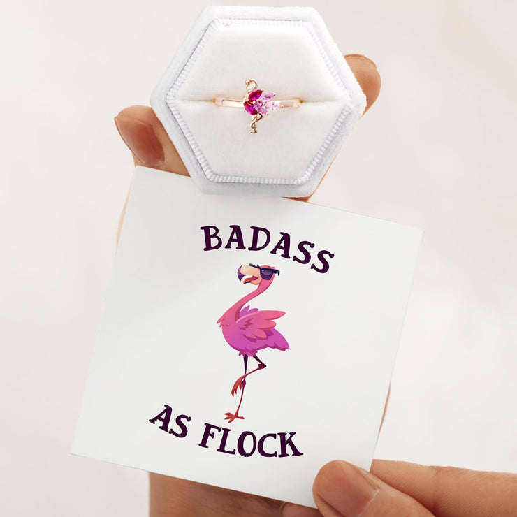 badass as flock flamingo ring