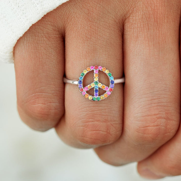 Old Hippies Rule Peace Sign Ring