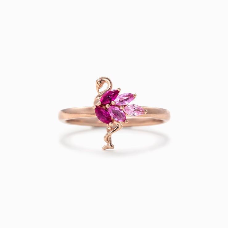 Our Flock Rocks Rose Gold Flamingo Ring